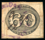 Stamp of Brazil » 1843 Bull's Eyes Cuiaba: 1843 Bull's Eyes 60r used violet cancel with manuscript dates