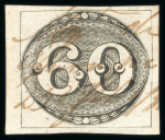 Stamp of Brazil » 1843 Bull's Eyes Gurupa: 1843 Bull's Eyes 60r used three-line manuscript
