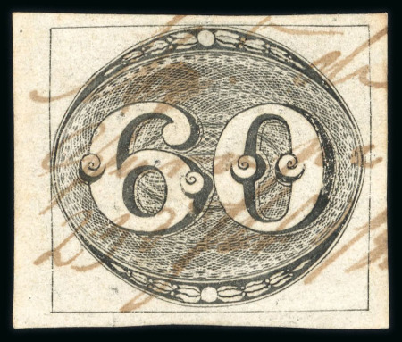 Stamp of Brazil » 1843 Bull's Eyes Gurupa: 1843 Bull's Eyes 60r used three-line manuscript