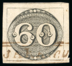 Stamp of Brazil » 1843 Bull's Eyes Jaragua: 1843 Bull's Eyes 60r grey-black used brown-red hs