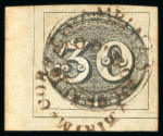 Stamp of Brazil » 1843 Bull's Eyes 1843 Bull's Eyes 30r black corner marginal used two different hs