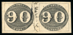 Stamp of Brazil » 1843 Bull's Eyes 1843 Bull's Eyes 90r horizontal pair, dividing line at left used