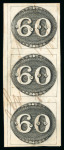 Stamp of Brazil » 1843 Bull's Eyes 1843 Bull's Eyes 60r vertical strip of three with full manuscript cancel