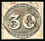 Stamp of Brazil » 1843 Bull's Eyes 1843 Bull's Eyes 30r black part red sl hs and black ms