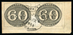 Stamp of Brazil » 1843 Bull's Eyes Pernambuco: 1843 Bull's Eyes 60r corner marginal pair full shield cancel