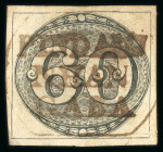 Stamp of Brazil » 1843 Bull's Eyes Pindaminhangaba: 1843 Bull's Eyes 60r framed three line hs