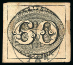 Stamp of Brazil » 1843 Bull's Eyes Porto Ale (RS): 1843 Bull's Eyes 60r black used virtually full cds