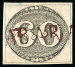 Stamp of Brazil » 1843 Bull's Eyes Sabara (MG): 1843 Bull's Eyes 60r brown purple hs