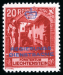 Stamp of Liechtenstein LIECHTENSTEIN, 1915, Duke John on ordinary paper mint n.h. and 1932 Officials 20Rp & 1F20, each line perf. 10 1/2, mint n.h.
