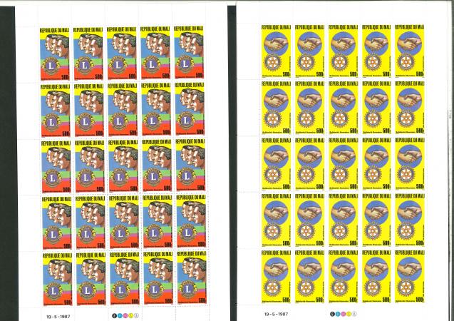 Stamp of Colonies françaises » Colonies Francaise Collections et Lots (Après Indépendance) Mali : 1987, série Rotary PA Y&T n° 529-530, dix feuilles