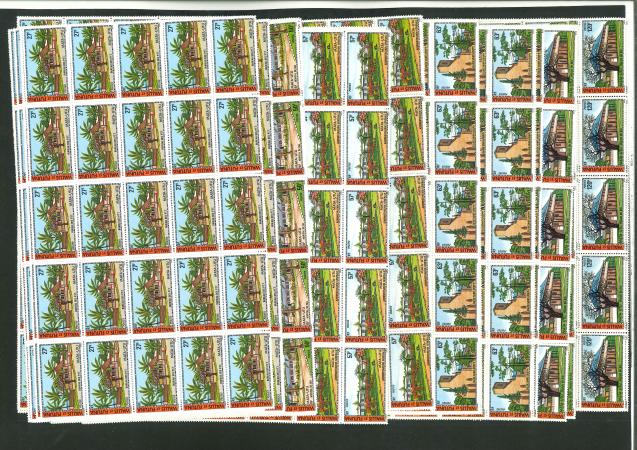 Stamp of Colonies françaises » Wallis et Futuna 1977, série Bâtiments Y&T n° 203-207, chaque timbre