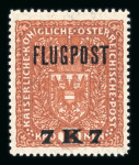 Stamp of Austria » 1890-1918 Issues  1918, UNVERAUSGABT Luftpostzuschlag 7K auf 10K rotbraun