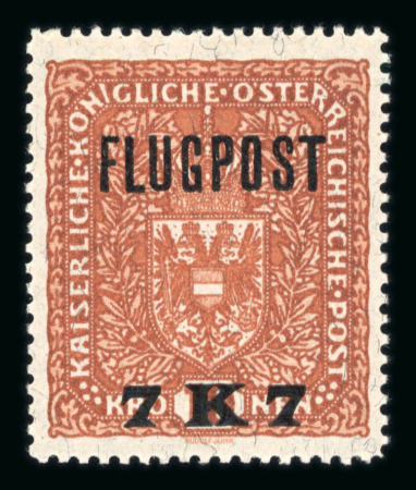 Stamp of Austria » 1890-1918 Issues  1918, UNVERAUSGABT Luftpostzuschlag 7K auf 10K rotbraun