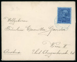 Stamp of Austria » Offices in Crete 1908, 25 Centimes blau auf blau auf Brief nach Wien