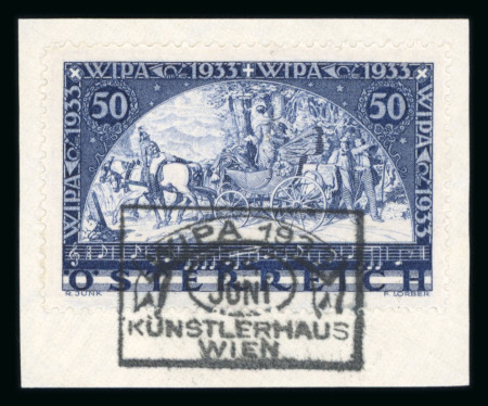 Stamp of Austria » 1st. Republic 1933, 50g+50g WIPA auf Normalpapier, postfrisch, ungebraucht und auf Briefstück