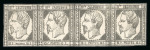 Stamp of Colonies françaises » Nouvelle-Calédonie 1859, Triquerat Y&T n° 1 en bande de quatre timbres