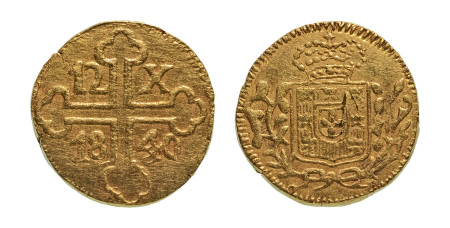 Stamp of Coins » Ancients and Miscellaneous Portuguese India, Goa, 1840, Maria II, 12 xerafins, AV 4.81 g.
