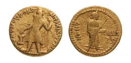 Stamp of Coins » Kushan Kushanas, Kanishka I, c. 127-152 AD, AV dinar 7.80 g. Nana