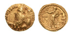 Stamp of Coins » Kushan Kushanas, Kanishka I, c. 127-152 AD, AV quarter dinar, 2.02 g. Athsho
