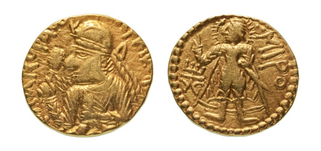 Stamp of Coins » Kushan Kushanas, Huvishka, c. 151-192, AV dinar, 7.78 g. Miro