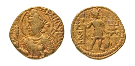 Stamp of Coins » Kushan Kushanas, Huvishka, c. 151-192, AV dinar, 7.61 g. Shaoreoro