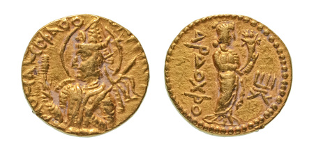 Stamp of Coins » Kushan Kushanas, Huvishka, c. 151-192, AV dinar, 7.88 g. Ardoksho