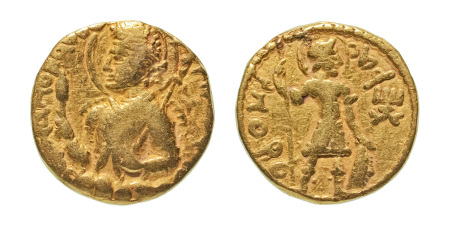 Stamp of Coins » Kushan Kushanas, Huvishka, c. 151-192, AV dinar, 7.65 g. Shaoreoro