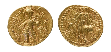 Stamp of Coins » Kushan Kushanas, Vasudeva I, c. 190-230, AV dinar, 7.91 g. Oesho Bull