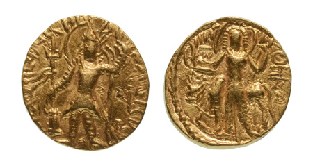 Stamp of Coins » Kushan Kushanas, Vasishka, c. 247-265, AV dinar, 7.77 g. Oesho Bull