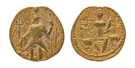Stamp of Coins » Kushan Kushanas, Kanishka III, c. 267-270, AV dinar, 7.72 g. (21 mm). Ardoksho