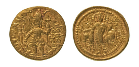 Stamp of Coins » Kushan Kushanas, Vasudeva II, c. 275-300, AV dinar, 7.75 g. Oesho Bull