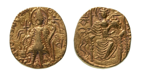 Stamp of Coins » Kushan Kushanas, Vasudeva II, c. 275-300, AV dinar, 7.63 g. (19 mm). Ardoksho