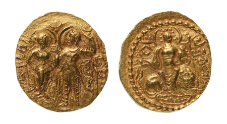 Stamp of Coins » Gupta Gupta Empire, Chandragupta I, c. 319-335, AV dinar, 7.75 g. King and Queen