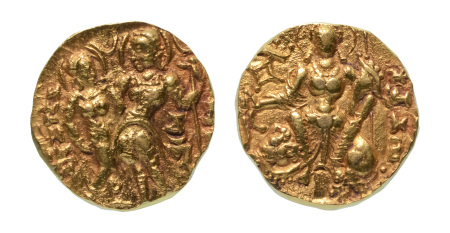 Stamp of Coins » Gupta Gupta Empire, Chandragupta I, c. 319-335, AV dinar, 7.92 g. King and Queen