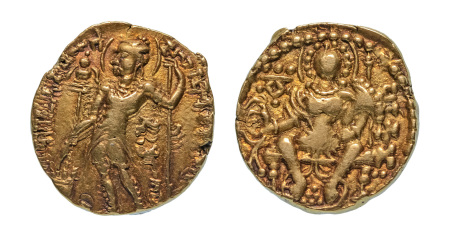 Stamp of Coins » Gupta Gupta Empire, Samudragupta, c. 335-375, AV dinar, 7.88 g. Javelin