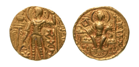 Stamp of Coins » Gupta Gupta Empire, Samudragupta, c. 335-375, AV dinar, 7.56 g. Javelin
