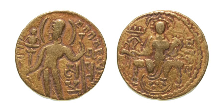 Stamp of Coins » Gupta Gupta Empire, Samudragupta, c. 335-375, AV dinar, 7.50 g. Javelin