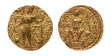 Stamp of Coins » Gupta Gupta Empire, Samudragupta, c. 335-375, AV dinar, 7.77 g. Javelin