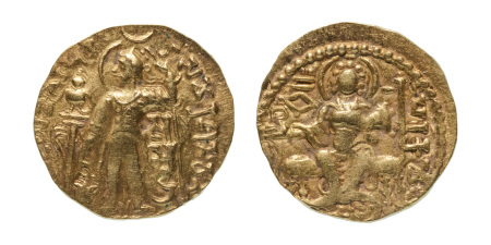 Stamp of Coins » Gupta Gupta Empire, Samudragupta, c. 335-375, AV dinar, 7.58 g. Javelin