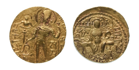 Stamp of Coins » Gupta Gupta Empire, Samudragupta, c. 335-375, AV dinar, 7.79 g. Javelin
