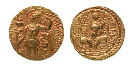 Stamp of Coins » Gupta Gupta Empire, Samudragupta, c. 335-375, AV dinar, 7.84 g. Javelin