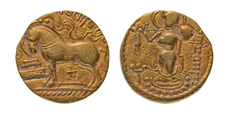 Stamp of Coins » Gupta Gupta Empire, Samudragupta, c. 335-375, AV dinar 7.58 g. Horse