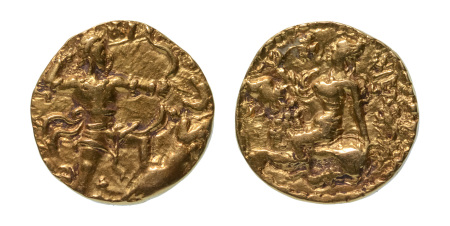 Stamp of Coins » Gupta Gupta Empire, Chandragupta II, c. 380-413, AV dinar, 7.88 g. Lion slayer