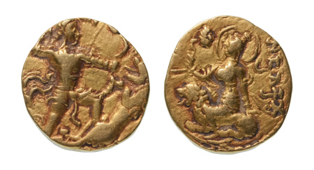 Stamp of Coins » Gupta Gupta Empire, Chandragupta II, c. 380-413, AV dinar, 7.69 g. Lion slayer