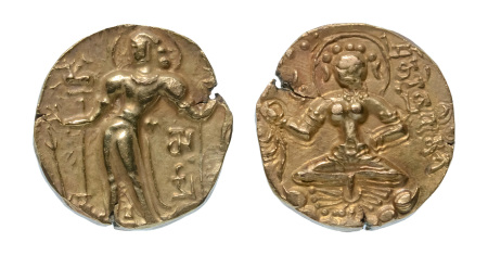 Stamp of Coins » Post-Gupta Post-Gupta, Samacharadeva, c. 6th – 8th century, AV dinar, 9.37 g. Archer