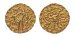 Stamp of Coins » Post-Gupta Post Gupta, Bengal, Samatata region, Khadga dynasty, Sri Dharanarata (possibly), c. 675-700, AV dinar, 5.56 g.