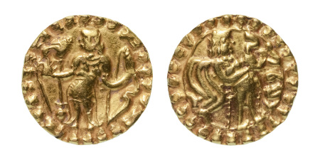 Stamp of Coins » Post-Gupta Post Gupta, Bengal, Samatata region, anonymous issue, c. 675-700, AV dinar, 5.61 g.
