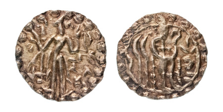 Stamp of Coins » Post-Gupta Post Gupta, Bengal, Samatata region, king of Kumarupa Bhaskaravarman (?), c. 650-700, AV dinar, 5.65 g.