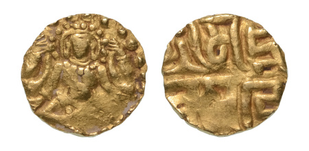 Stamp of Coins » Hindu coins of medieval India Kalachuris of Tripuri, Gangeya Deva, 1015-1040, AV half dinar, 2.09 g.