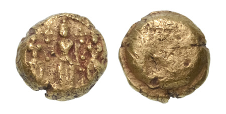 Stamp of Coins » Hindu coins of medieval India Vijayanagar, unknown type, perhaps Venkata Raya III, perhaps 17th century, AV pagoda, 3.40g.